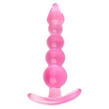 (One Size, Purple) Anal Butt Plug, Five Bead Transparent Crystal Anal Dildo Anal Plug Anus Dilator Vaginal Prostate Massage Stimulation Anal Toy