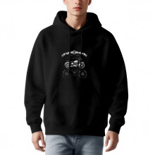 Sweat à capuche à manches longues pour homme avec poches - Motif graphique vintage inspiré des motos, style monochrome rétro années 1920