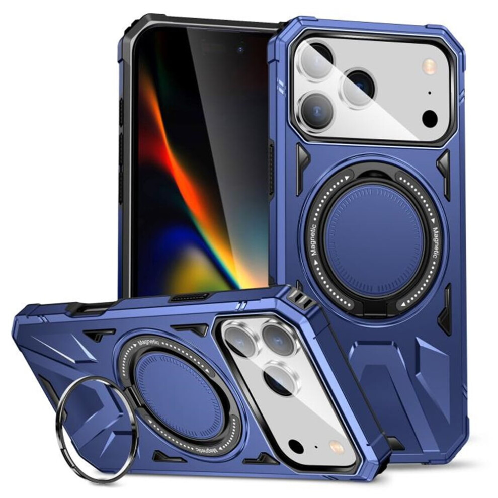Iphone 17 Pro Max 6.9" Case: 360 Spin Magnetic Ring Holder, Magsafe Compatible, Mil-Grade Shockproof, Blue 9340959394951