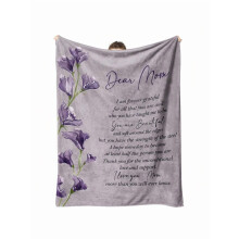Dear Mom Floral Throw Blanket – Soft All-Season Flannel, Purple Sofa/Bed Throw for Mother's Day, Home Office & Camping – Compatible with