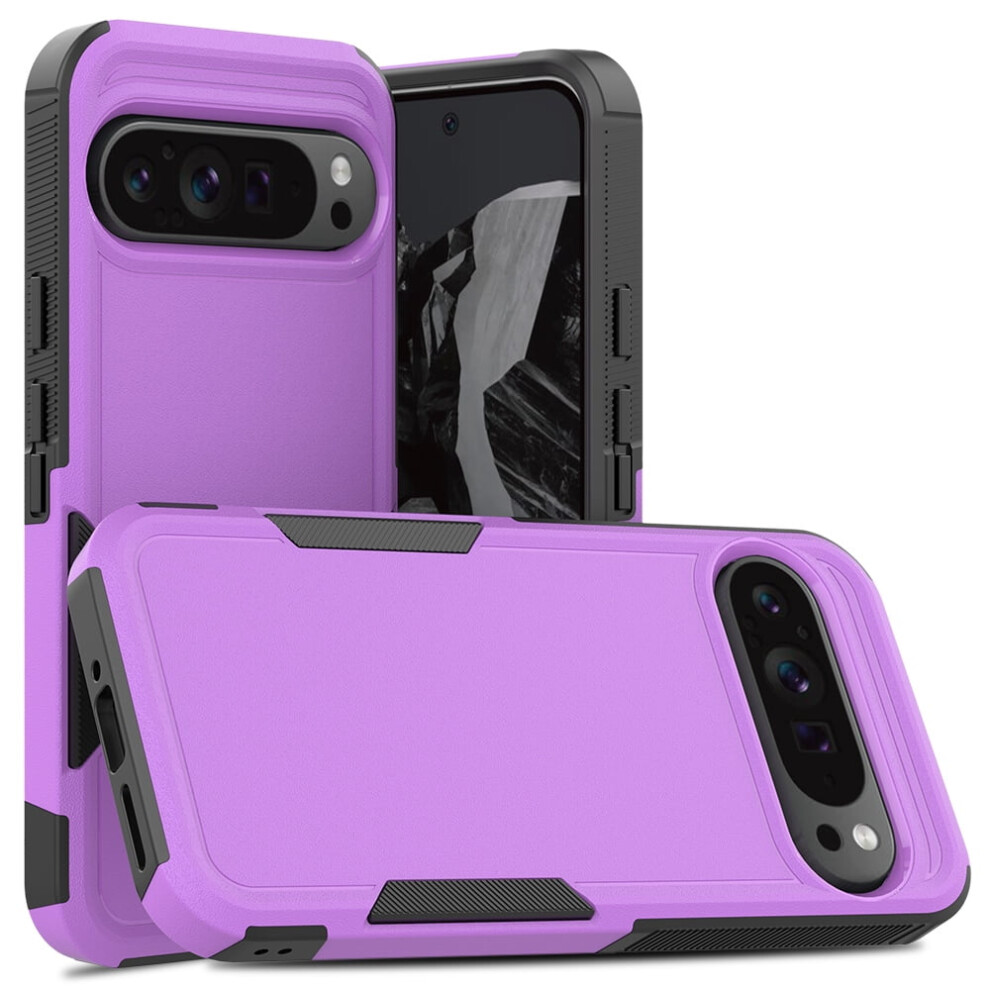 Defender Case For Google Pixel 9 Pro Xl 6.8'' Heavy Duty 1 In 1 Design Rugged Full Body Dustproof Shockproof Bumper Non-Slip Protective Cover, Purple 9340959395095