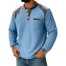 Sweat à capuche ample à boutons pour homme - Bleu - Taille M