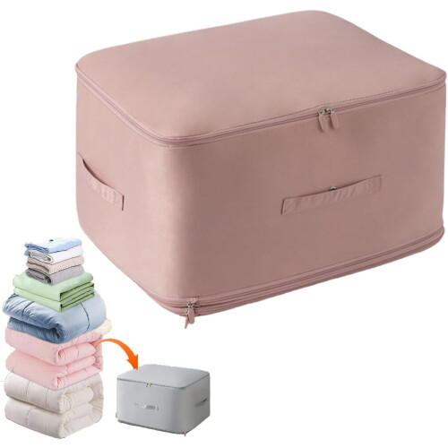 Cavanbrien Ultra Space-Saving Self-Compression Organizer Bags (Pink, X-Large) – Compatible with Clothes & Comforters