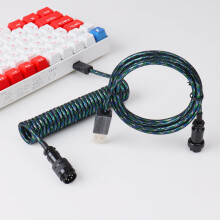 Mechanisch spiraalvormig gamingtoetsenbord met USB-C-kabel, kleurrijke spiraalkabel, Aviator-connector, spiraalvormig toetsenbord, Aviation