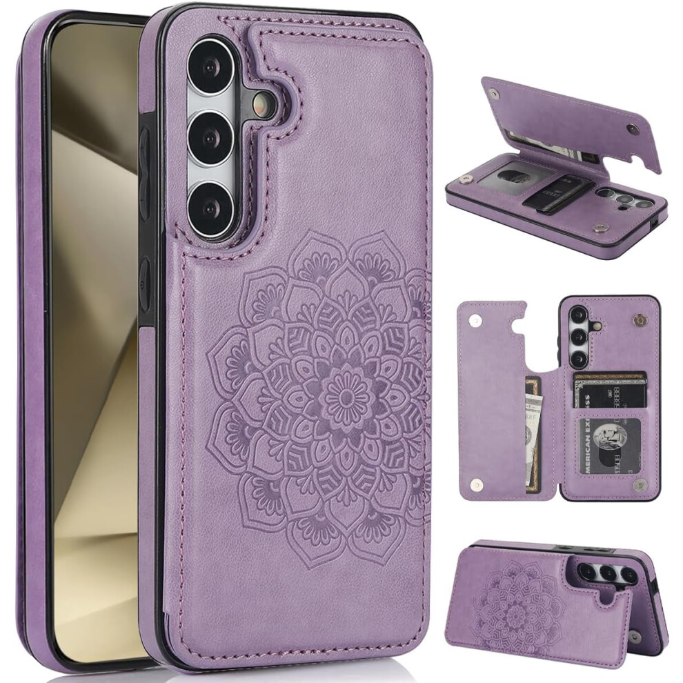 Galaxy S24 5G Case With Card Slot, Pu Leather Wallet & Kickstand Â Shockproof, Protective Cover Compatible With Samsung S24 (6.1", ) Purple 9193271089469