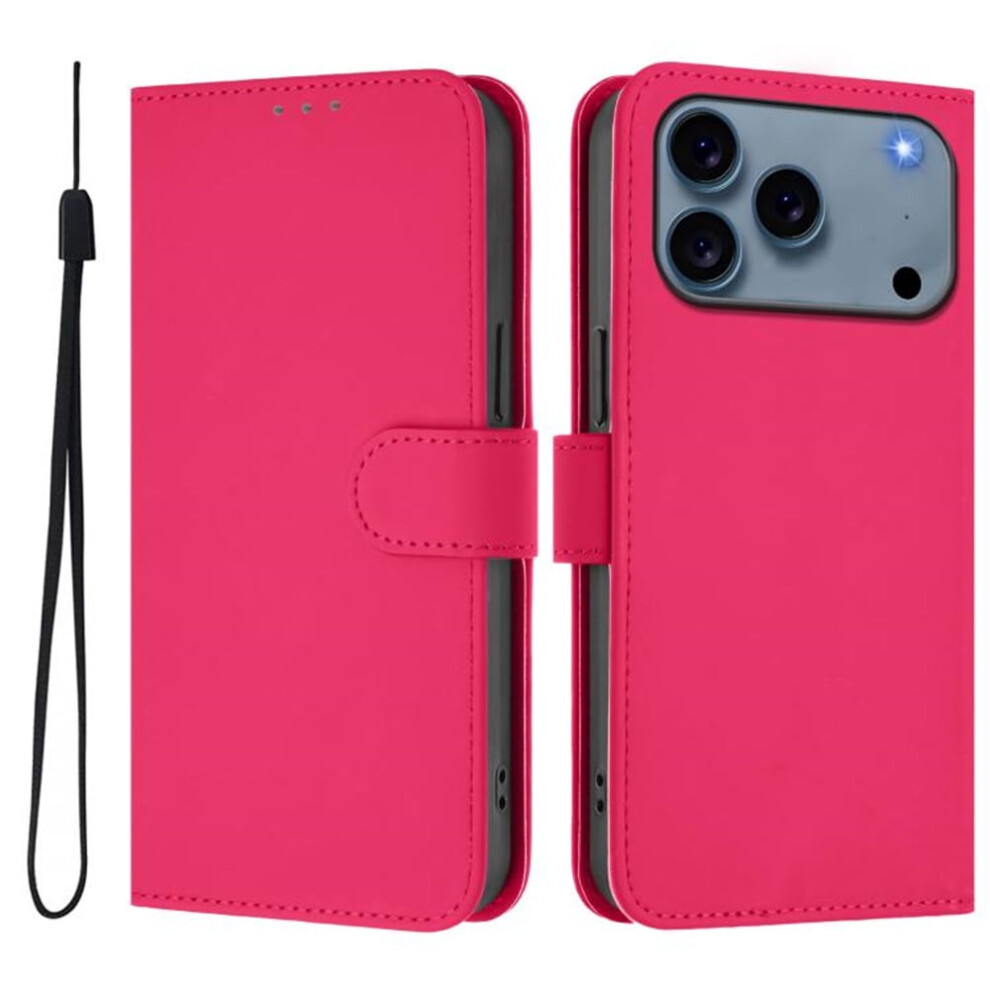 Rose Pu Leather Wallet Case With Magnetic Closure, 3 Card Slots & Wrist StrapâCompatible With Iphone 17 Pro Red 9193271089476