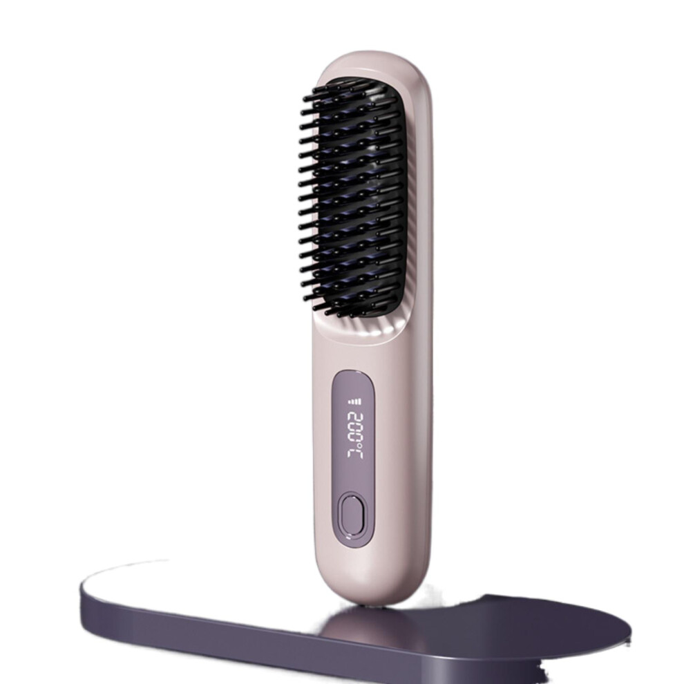 Wireless Hair Straightening Brush â Portable Dual-Function Ionic Hair Straightener & Curler for Effortless Styling