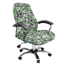 Husă pentru scaune de birou cu imprimeu floral de hibiscus, elastică, pentru pernă de scaun, protector anti-praf, rotativă, verde