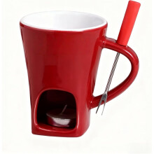 Service à fondue au chocolat – Tasse en céramique avec bougie chauffe-plat et fourchettes, résistant à la chaleur, cadeau idéal pour la