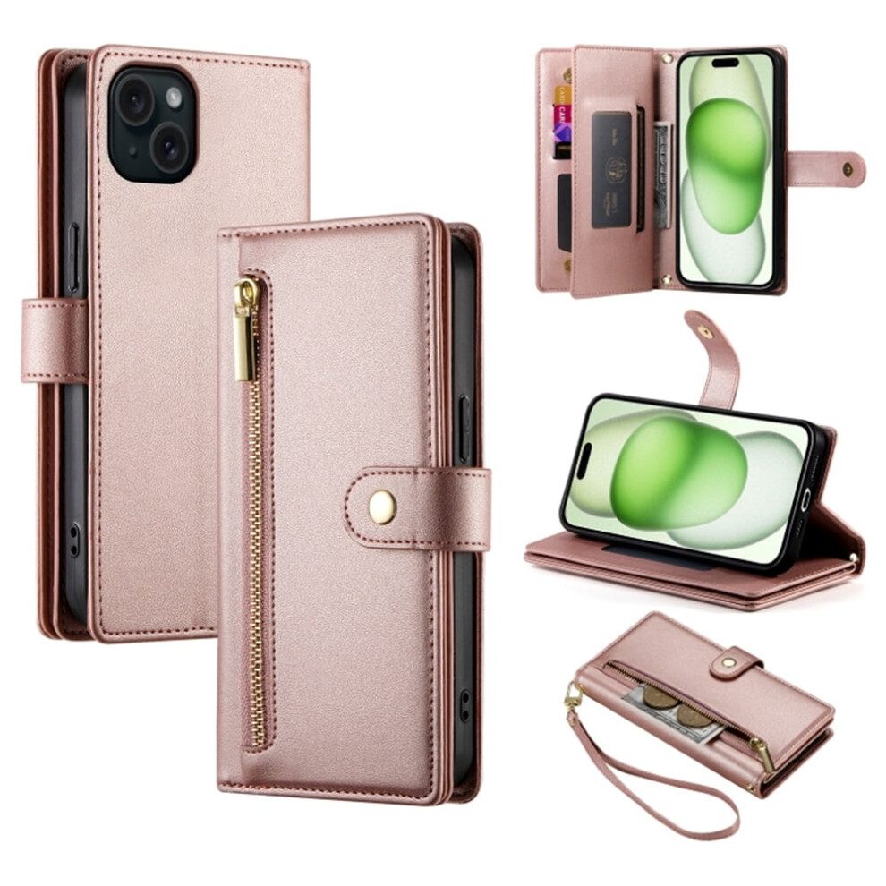 Leather Wallet Case For Iphone 15 Plus 6.7 Inch Pink 9122141648550