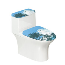 Ensemble de 2 housses de toilette élastiques pour salle de bain, motif cocotier, avec doublure douce.