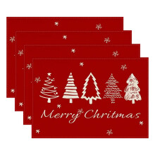 Set van 4 placemats met kerstsneeuwvlokken, 45 x 30 cm, seizoensgebonden winterse tafelmatten voor feestjes, keuken en eetkamer (C)