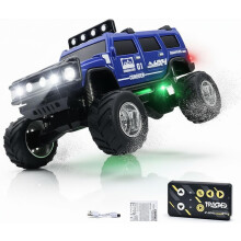 Minicamión todoterreno RC YEPOLERCE con luces, coche teledirigido recargable para todo terreno con control por 2,4 GHz y aplicación, ajuste de 3