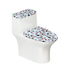 Capac de toaletă din material elastic moale, reglabil, pentru baie, confortul casei, model Om de zăpadă, căpșuni, 2 bucăți