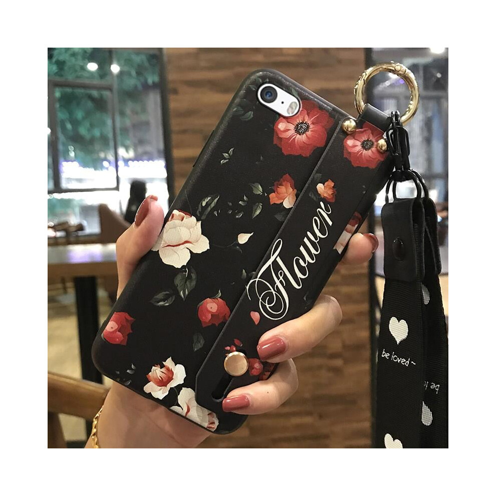 Shockproof Flower Silicone Phone Case For Iphone 5/5S/Se – Dirt-Resistant, Waterproof, With Lanyard, Ring Holder & Kickstand 9193271092827