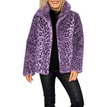 Damekåpe med leopardmønster, avslappet mote med slag, mellomlang jakke, varm vinterkåpe