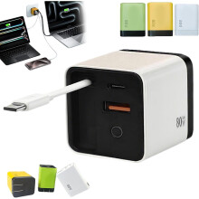 Carregador retrátil 3 em 1, carregamento rápido máximo de 80 W, cabo tipo C + 2 portas USB, compatível com iPhone/Samsung.