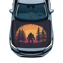 Abnehmbare Motorhaubenabdeckung – Design „Sunset Gorilla Forest“, kompatibel mit den meisten Limousinen und Pickups, 39,37 x 59,05 Zoll