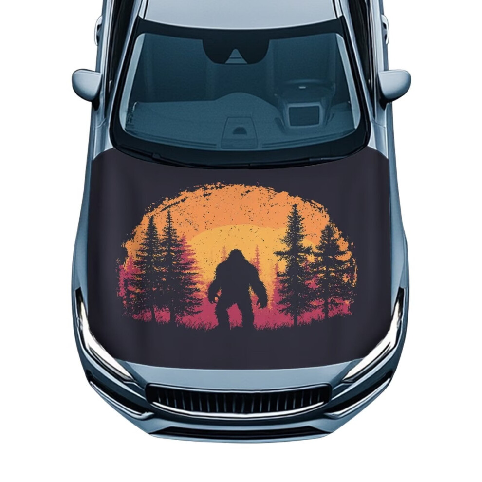 Car Hood Cover Removable Sunset Gorilla Forest Design 9122141650515