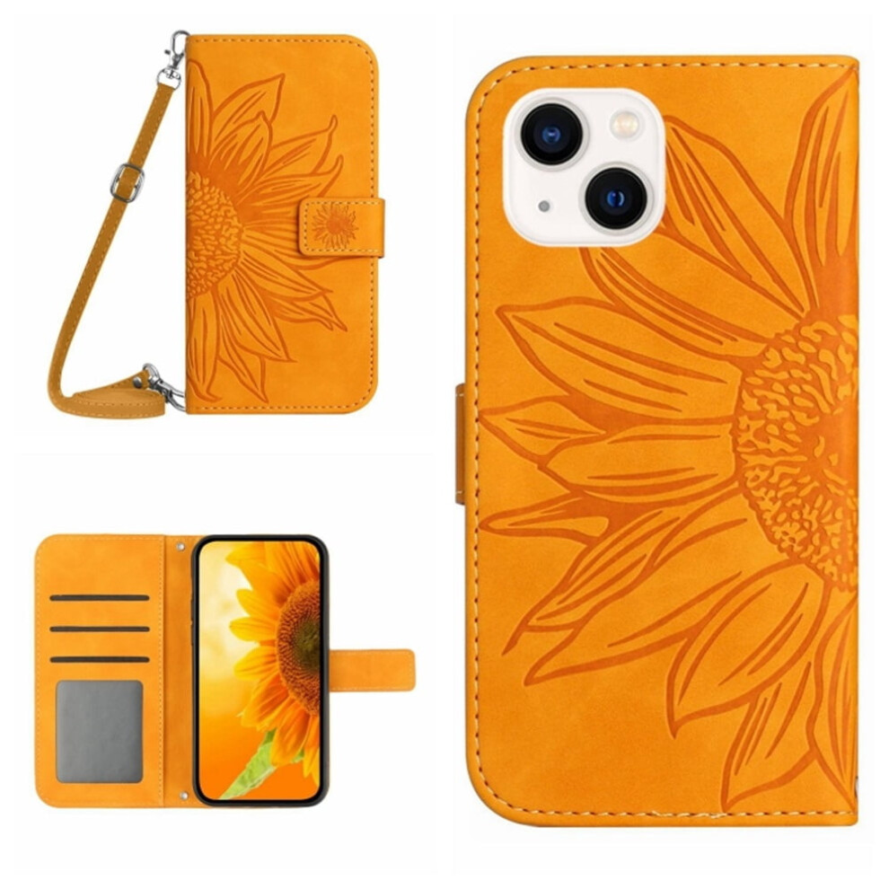 Sunflower Embossed Pu Leather Wallet Case For Iphone 14 9122141650478