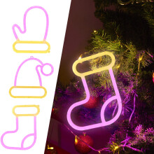 Fall Christmas Window Lights, USB-Powered LED Neon Sign for Indoor Wall Decor, Compatible with Home/Holiday/Shopping Mall Display, 8.27x7.48in