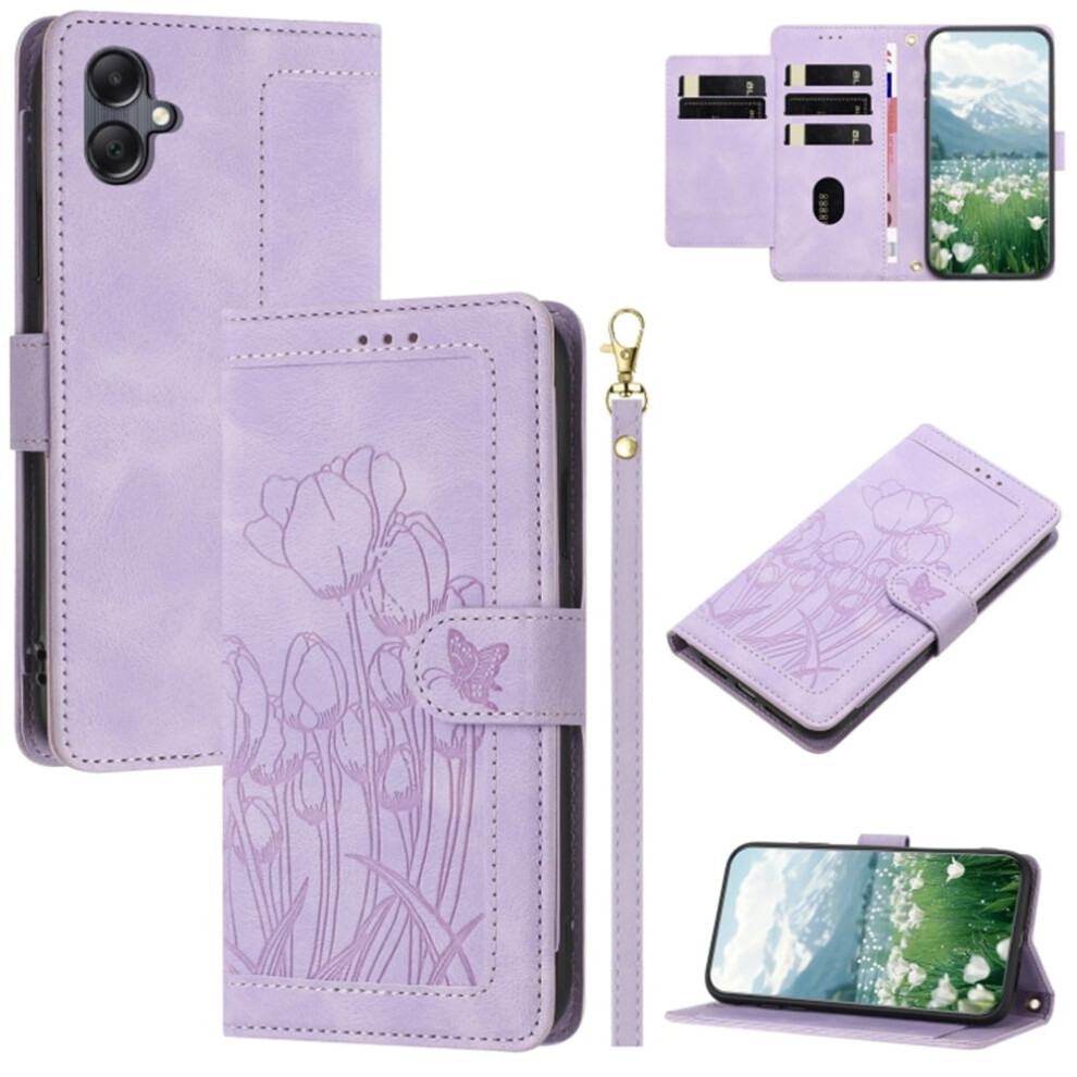 Leather Flip Wallet Case For Samsung Galaxy A05 Purple 9122141651703