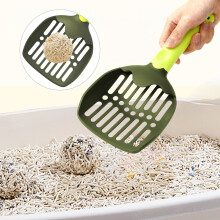 Upgraded Cat Litter Scoop with Fine Holes, Suitable for Clumping Litter, Durable, Hangable, Easy to Clean, Prevents Mess – Military Green