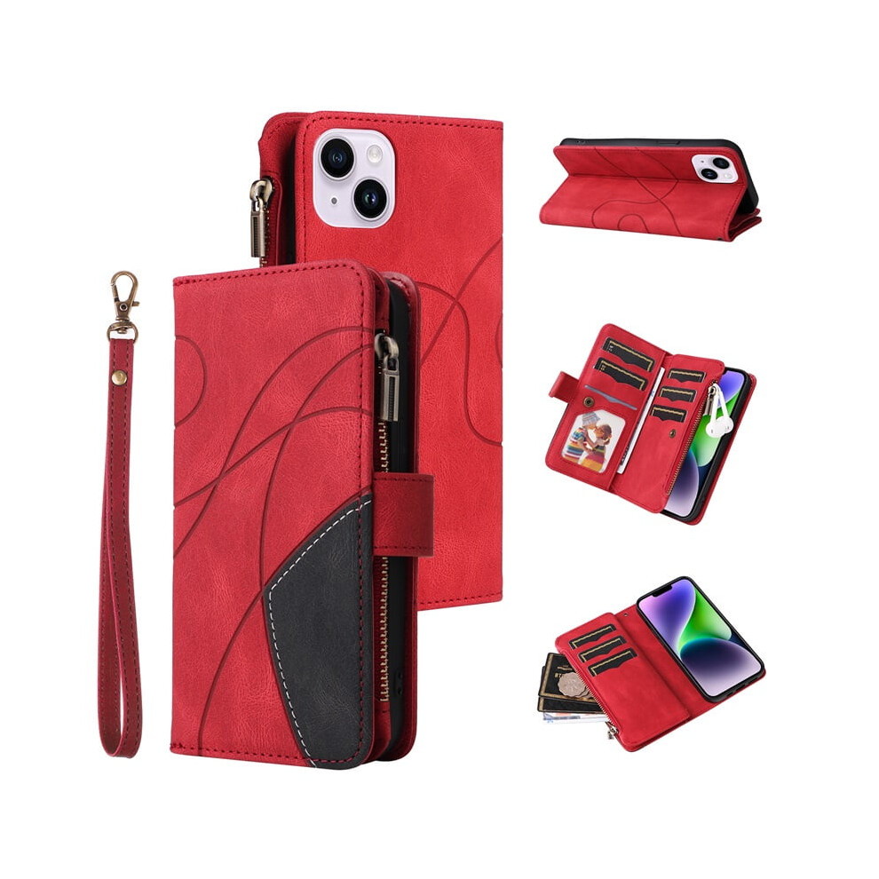 Iphone 14 Plus Wallet Case Pu Leather Magnetic Folio Red 913211561317