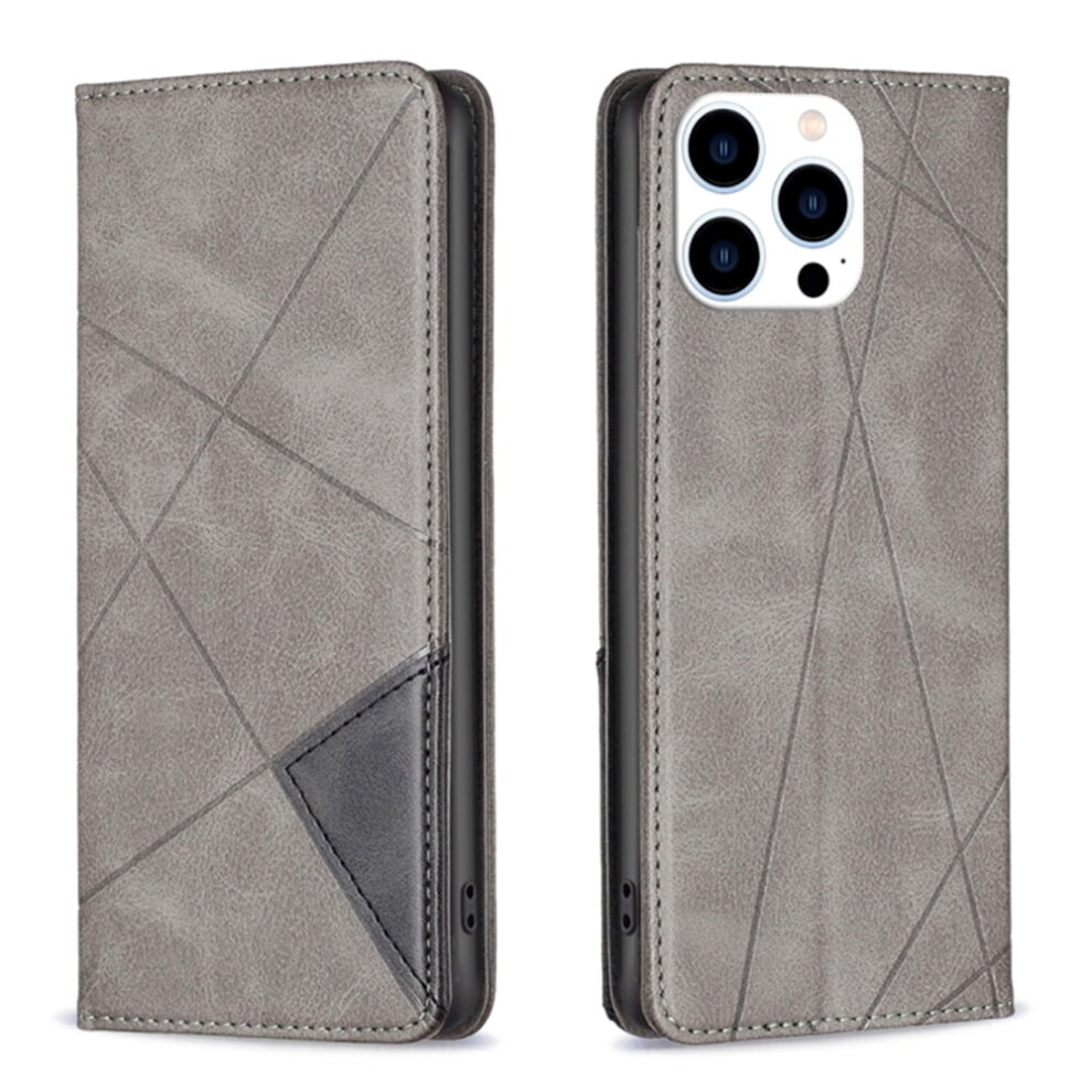 Rhombus Flip Wallet Leather Case For Iphone 16 Pro Grey 913211560891