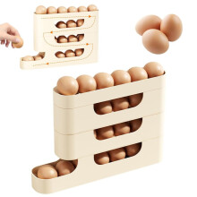 4-Tier Egg Holder for Fridge, Auto-Rolling Dispenser, Space-Saving Organizer – Compatible with Standard Fridges
