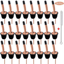 8-Pack Stainless Steel Liquor Bottle Pourers with Brush, Rustproof, Compatible with Standard Bottles