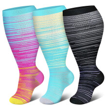 AIGIA 2XL 3XL 4XL Plus Size Compression Socks for Women & Men 15-20 mmhg Extra Wide Calf Knee High Support Socks for Circulation