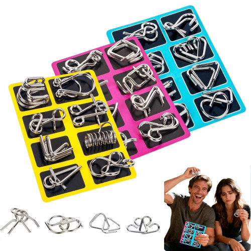 Metal Montessori Wire Puzzle, 3D Brain Teaser Ring Set – Disentanglement Challenge for Problem-Solving Enthusiasts