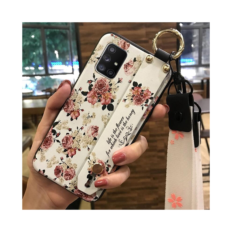 Phone Case Compatible With Samsung Galaxy A71 5G Â Waterproof, Shockproof, Flower Design, Kickstand, Ring, Wristband 9327961738959