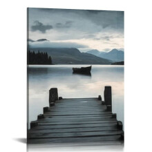 Dock Picture Coastal Artwork Painting: Pier Boardwalk Wall Art Print on Canvas for Bedroom Walls 12x16 in