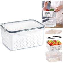 Boîte de conservation alimentaire transparente en plastique 2026Household avec panier d'égouttage, grand récipient à fruits amélioré avec