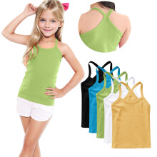 5PC Girls Dance Tank Tops Racerback Camisole Undershirts Summer Spaghetti Strap Sleeveless Crop Tops for Active Workout Tanks Green 6-7 Years