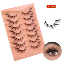 Fox Eye False Lashes 7 Pairs – Fluffy, Natural-Looking Strip Lashes with Soft Thin Band, Easy Apply, Black, Compatible with Daily & Stage Use