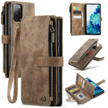 CaseMe Wallet Case for Samsung Galaxy S20 FE 6.5-inch – PU Leather Magnetic Flip, Lanyard Strap, Zipper Card Holder, Compatible with S20 FE