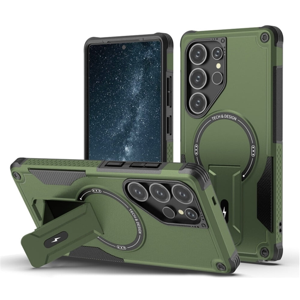 Samsung Galaxy S24 Ultra 5G Case – Magsafe Compatible, Military-Grade Shockproof Tpu With Invisible Stand, Green 9353595648760