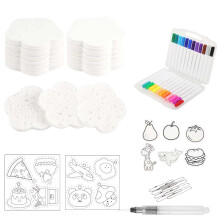 Magic Puffy Paint Art Kit: 10 Foam Canvases, 24 Markers, Water Pen, Stencils & Beads – 3D Raised Painting for Kids Ages 5+