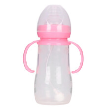 240ml Wide‑Caliber Silicone Baby Bottle with Handle & Straw, 450C Heat‑Resistant, Safe, Compact & Easy to Clean