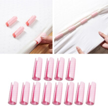 12 Pack Bed Sheet Grippers, Sheet Holders, Fasteners Bed Sheet Clips, Keep Sheets Snug for Mattresses with Raised Edge (Pink) 0.66x1.96"
