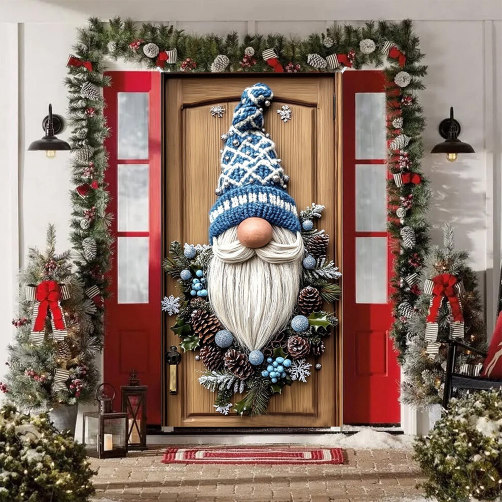 Christmas Gnome Door Cover Decoration Hat 71X35 Inch Blue 975221397829
