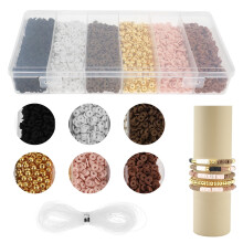 5135pcs 6mm Pony Clay Beads DIY Bracelet Kit with String – Portable, Multifunctional Clay Bead Charms for Kids & Adults – Compatible with Standard