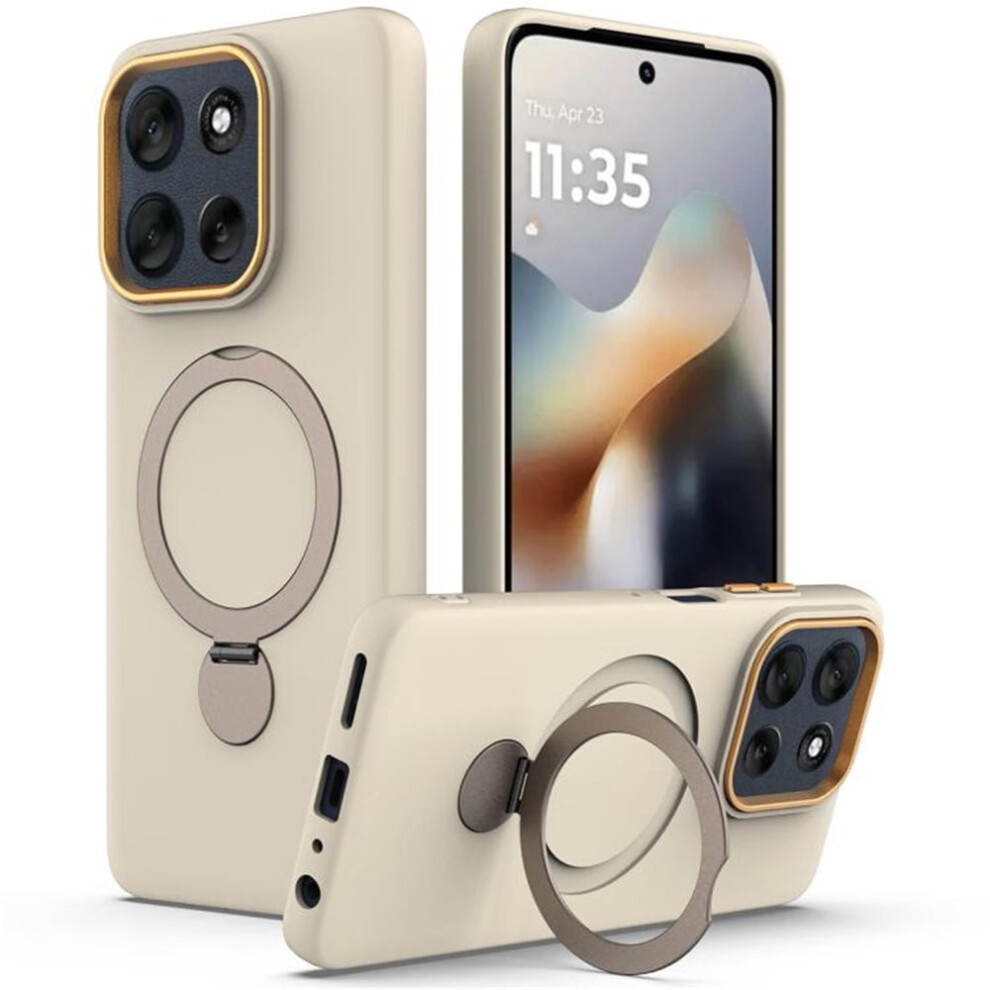 For Motorola Moto G86 / G100 Pro 5G Case (Compatible With Magsafe) With Invisible Magnetic O-Ring Stand Military-Grade Shockproof Phone Case,Apricot 9353595651500