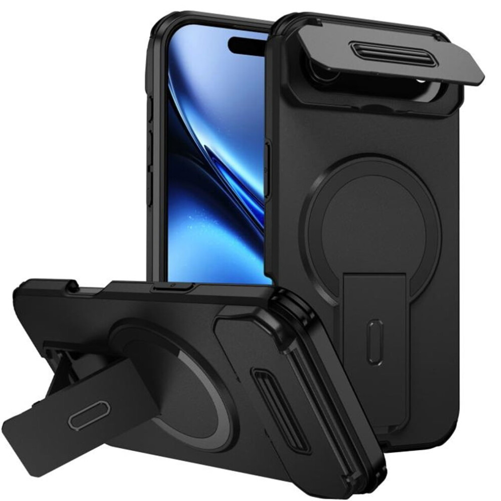 Iphone Air 6.5" Case Â Magsafe, Invisible Fold Stand, Sliding Camera, Shockproof, Â Compatible With Iphone Air Black 9353595651654