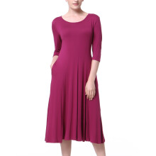 Two Side Pockets Crew Neck T Shirt Dress Swing Dress Midi Length Breathable Lightweight Maternity Friendly Fit Flowy Hemline Soft Stretchy Fabric