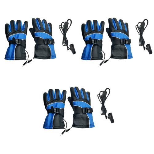 3Pcs Blue Riding Heating Gloves Electric Bike Thermal Warm Touchscreen 1