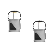 2Pcs Collapsible Fishing Bucket Grey Waterproof Lightweight Live Basin